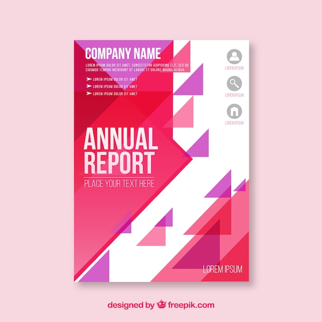 Annual report cover with geometric shapes