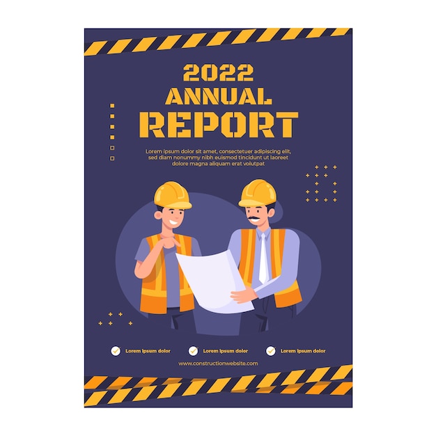 Free Vector annual report template for construction domain