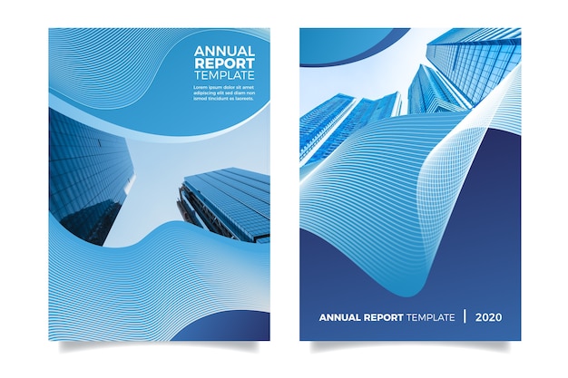 Annual report with buildings and liquid effect