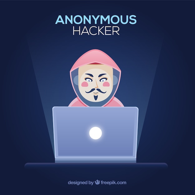 Free Vector anonymous hacker with flat design