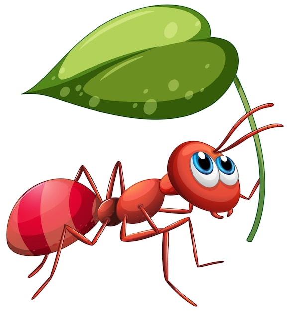 Free vector ant holding green leaf