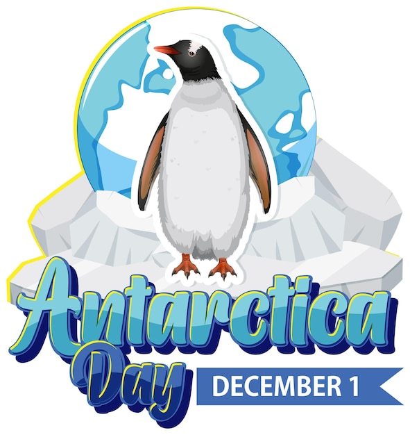 Free vector antarctica day text with penguin