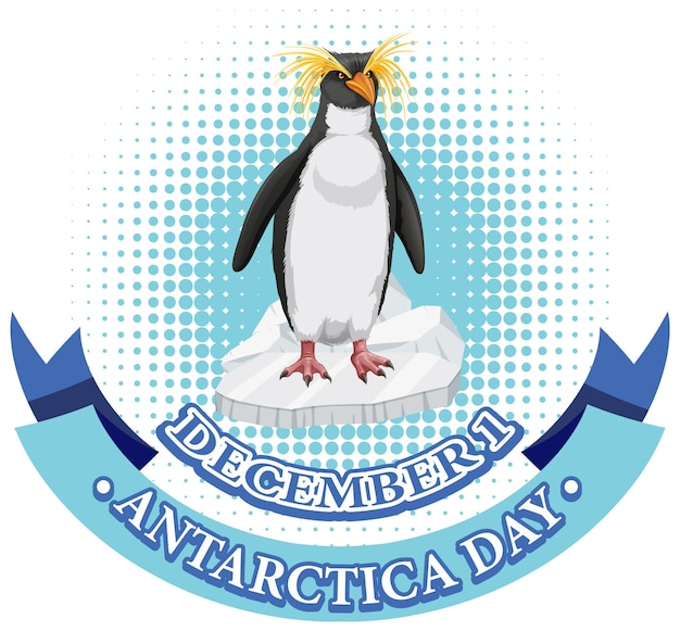 Free vector antarctica day text with penguin