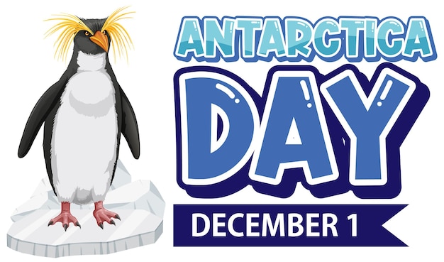 Free vector antarctica day text with penguin