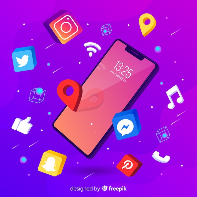 Antigravity mobile phone isometric design