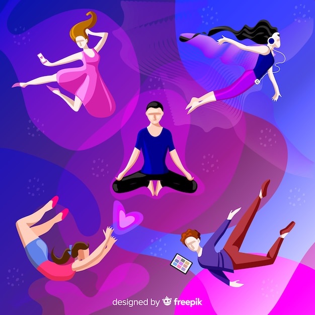 Free Vector antigravity people background