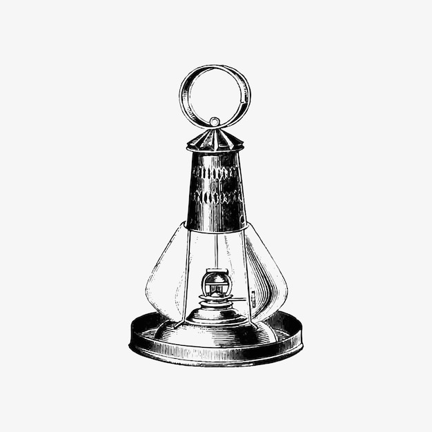 Free Vector antique lantern vintage drawing