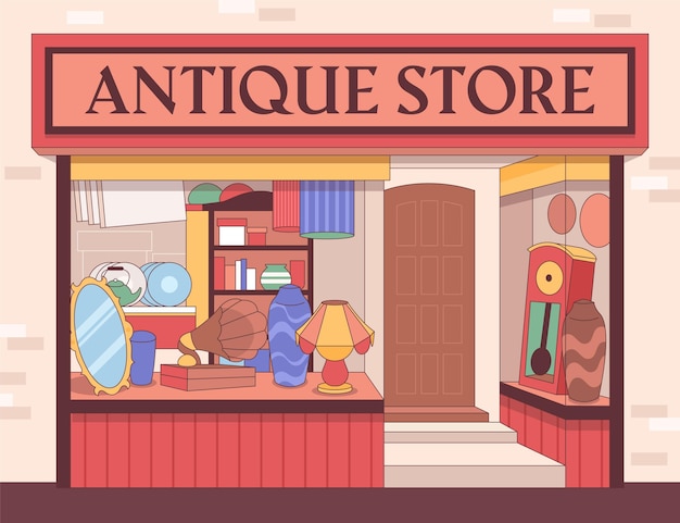 Antique objects market illustrated