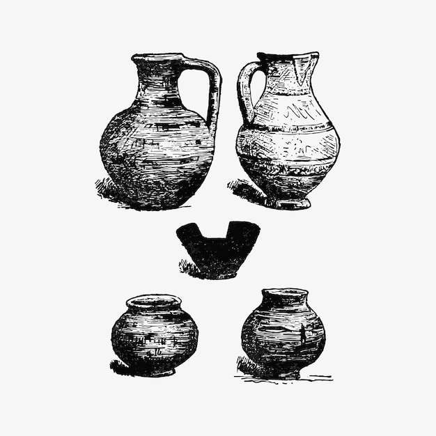 Free Vector antique pottery set