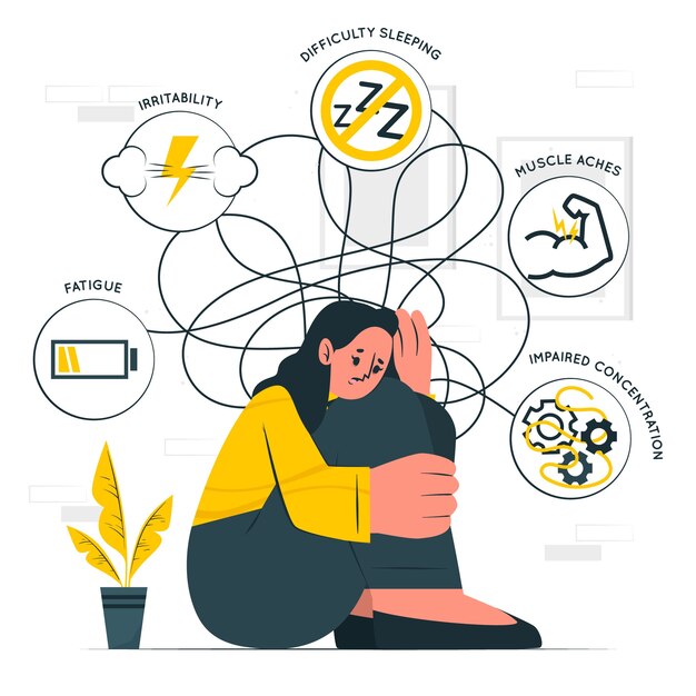 Anxiety symptoms concept illustration