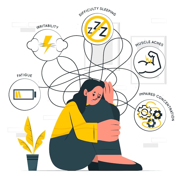 Anxiety symptoms concept illustration