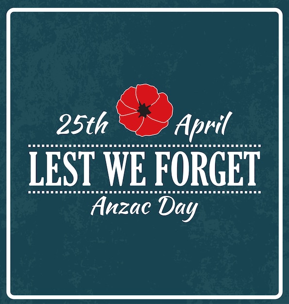 Anzac day typographic vector design lest we forget