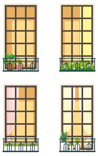 Free Vector apartment building balcony facade