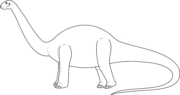 Apatosaurus dinosaur doodle outline on white background