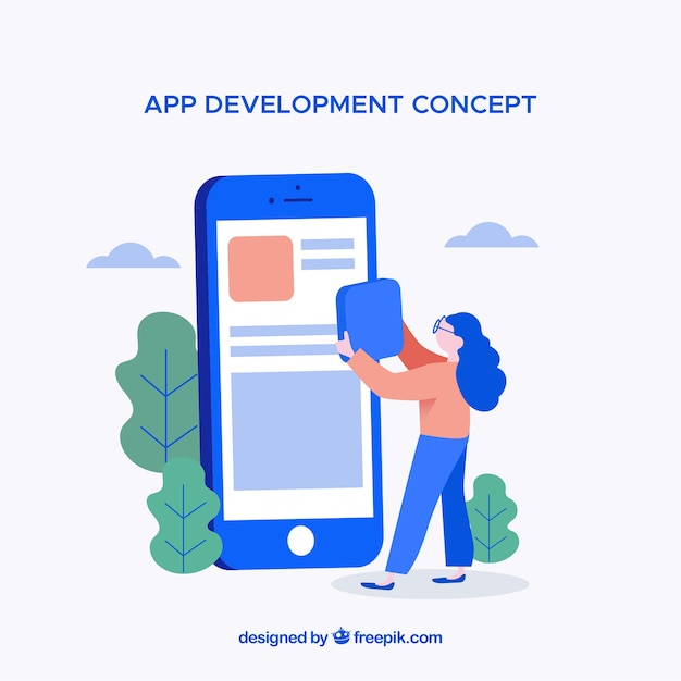 Free Vector app development concept with flat design