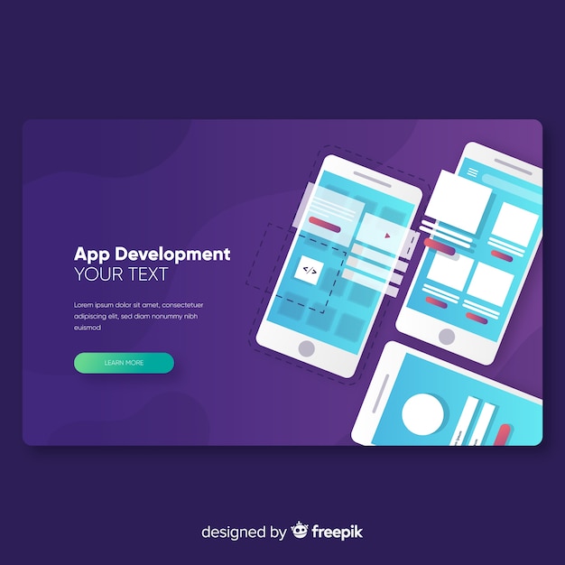 Free Vector app development landing page template