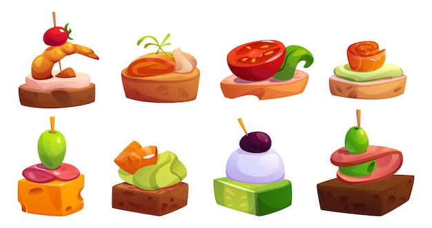 Appetizer food vector Starter canape buffet snack