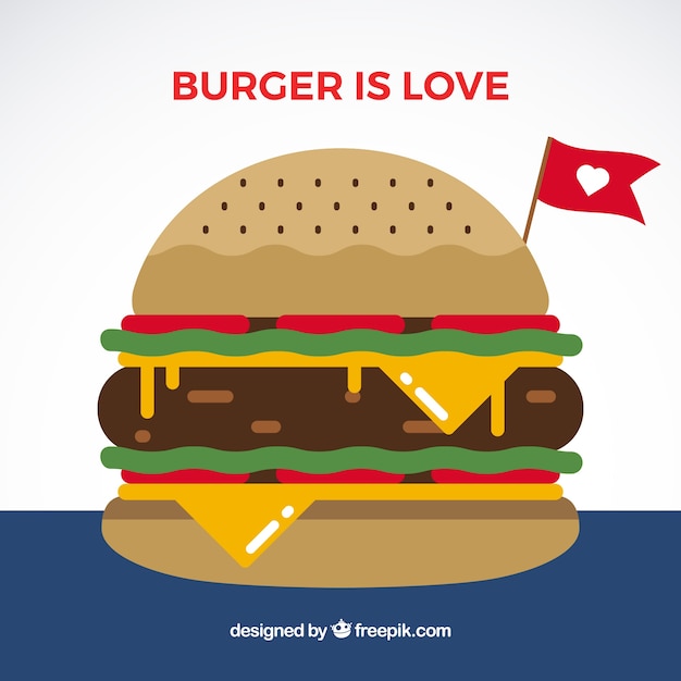 Free Vector appetizing cheeseburger with tomato and lettuce