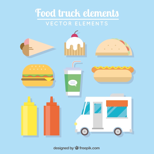 Free Vector appetizing food trucks elements