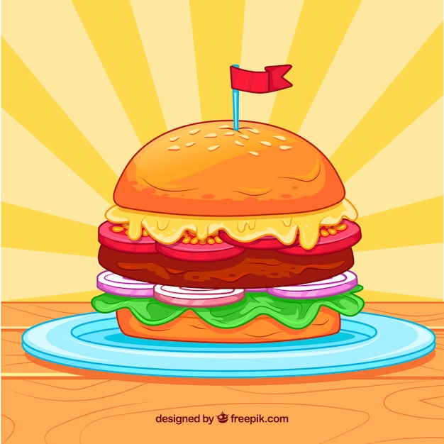 Free Vector appetizing hamburger background