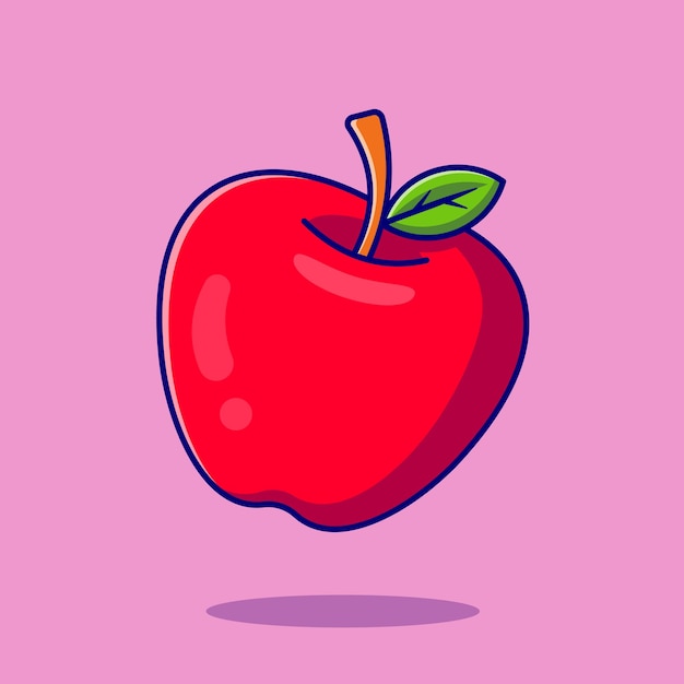 Apple Fruit Cartoon  Icon Illustration. Food Fruit Icon Concept Isolated  . Flat Cartoon Style