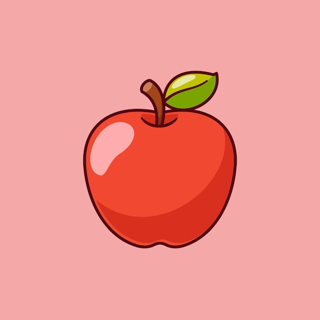 Free vector apple fruit cartoon vector icon illustration food object icon isolated flat vector