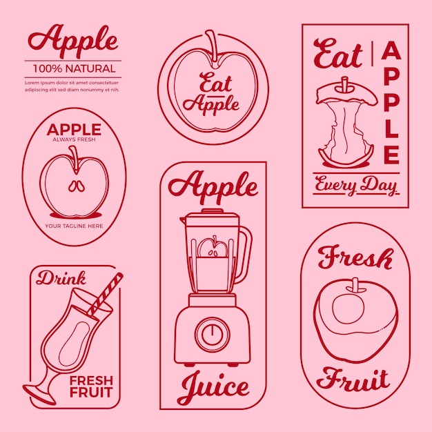 Free Vector apple minimal logo element collection