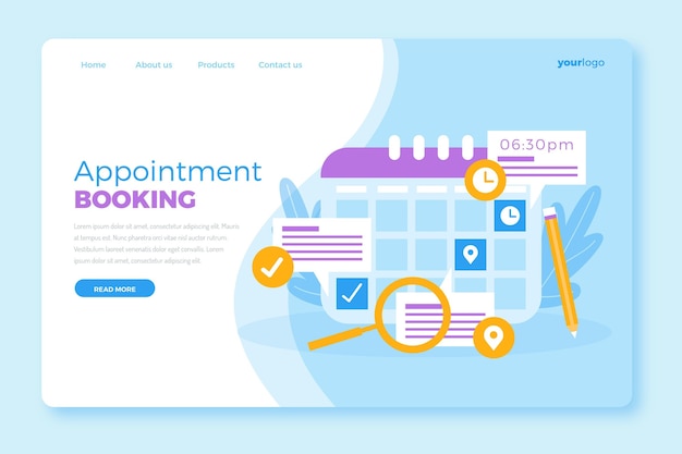 Free Vector appointment booking template for landing page