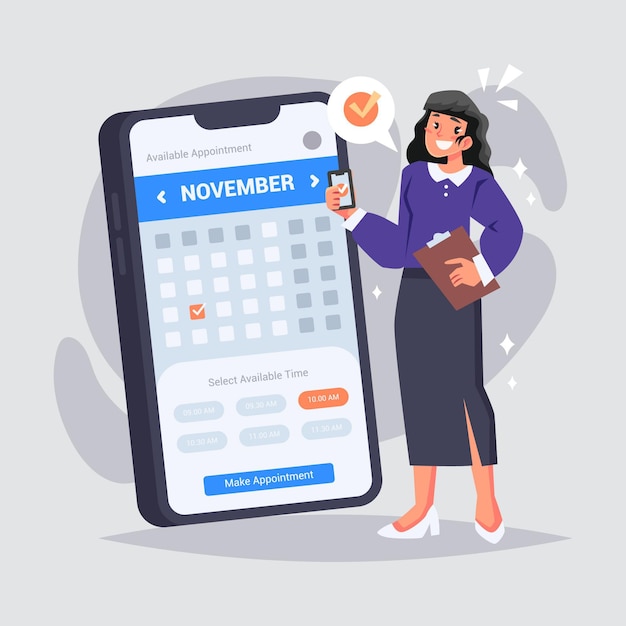 Appointment booking with calendar on smartphone