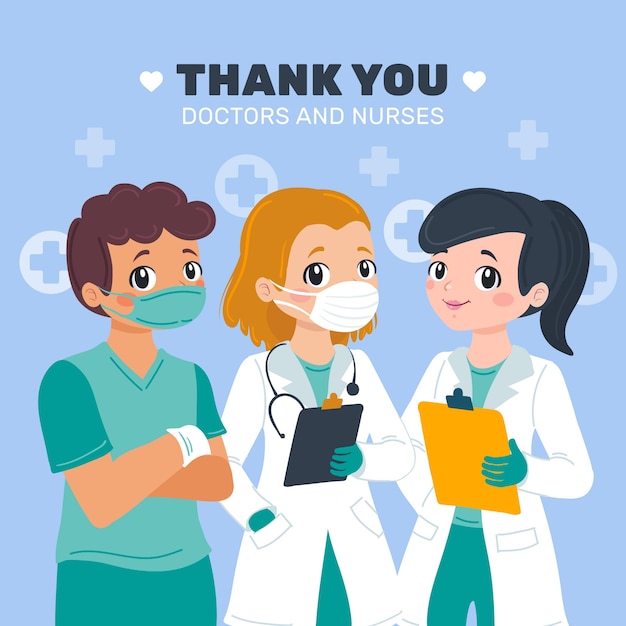 Free Vector appreciation of doctors and nurses