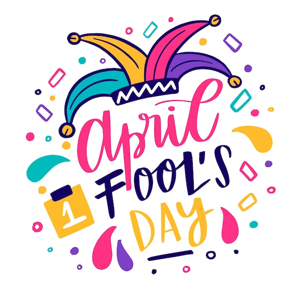 Free Vector april fools day with clown hat