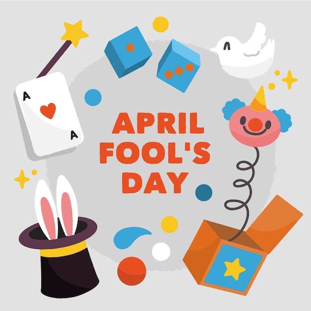 April fools day with dice and clown