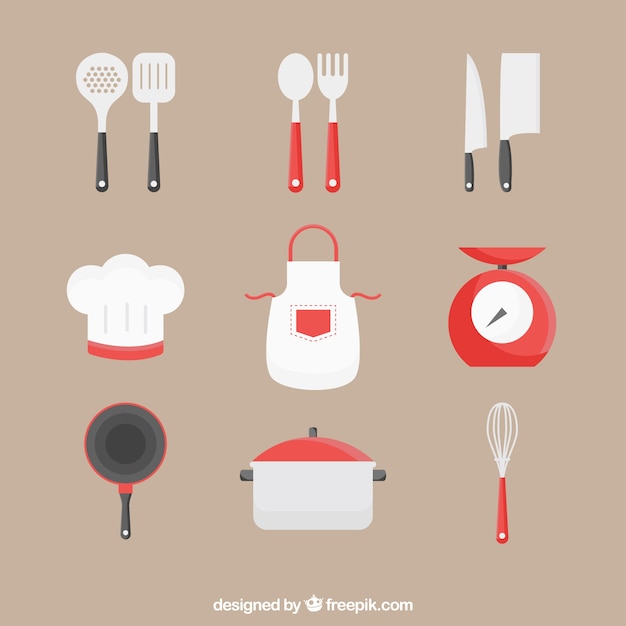 Apron collection with other kitchen utensils