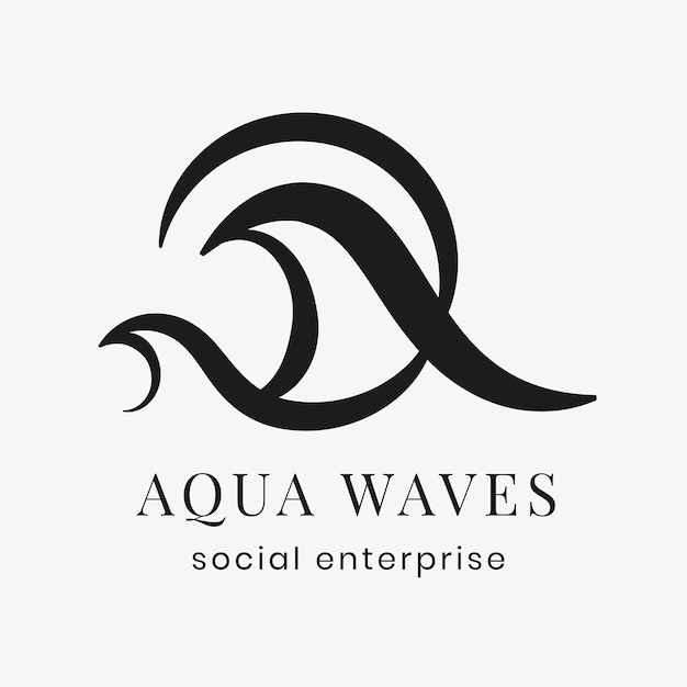 Aqua business logo template, professional creative black flat design vector