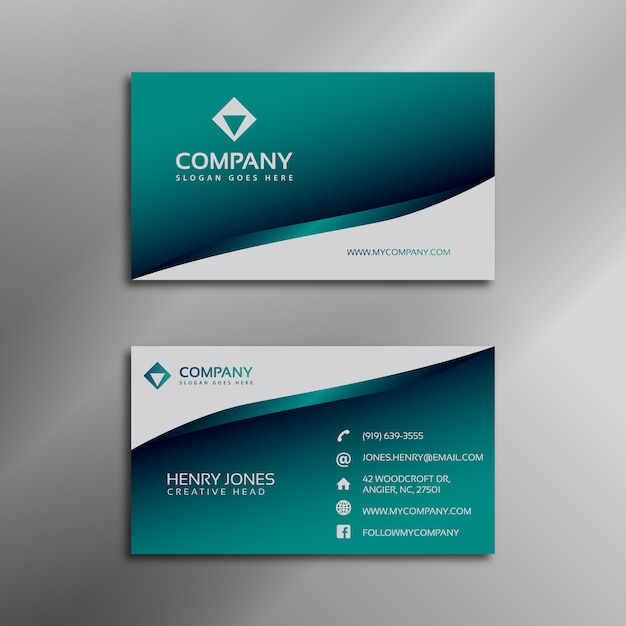 Aquamarine business card