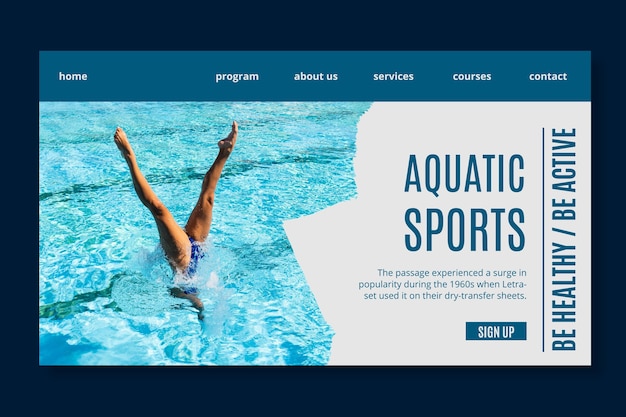 Aquatic sports landing page template