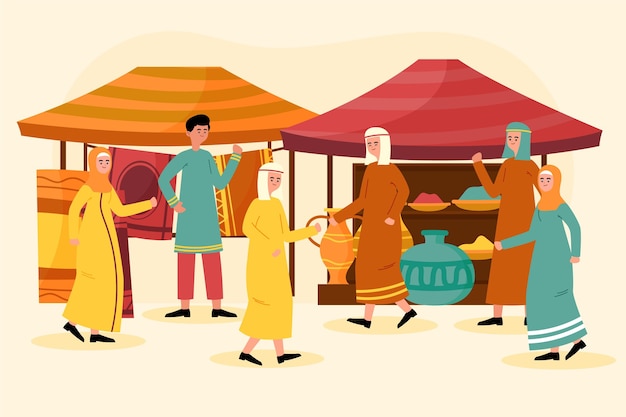 Free Vector arab bazaar concept