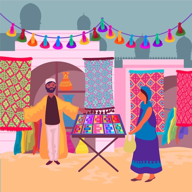 Free Vector arab bazaar concept