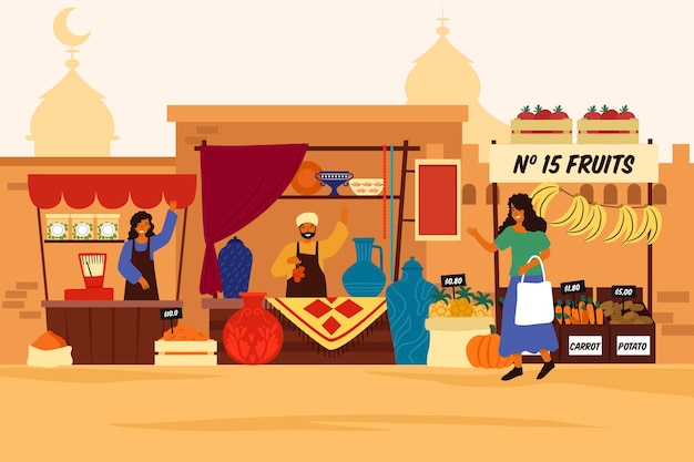 Arab bazaar illustration concept