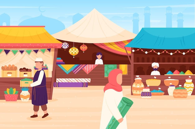 Arab bazaar market illustration