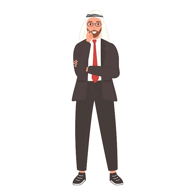 Free Vector arab businessman standing with arms crossed