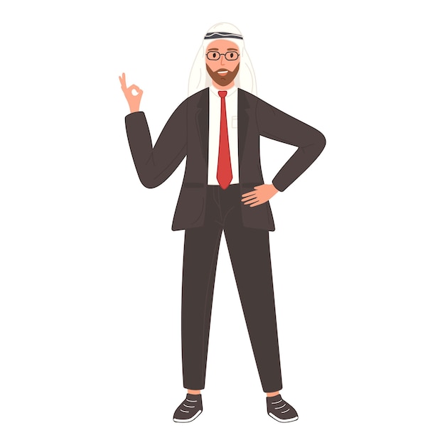 Free Vector arab businessman standing with hands on hips