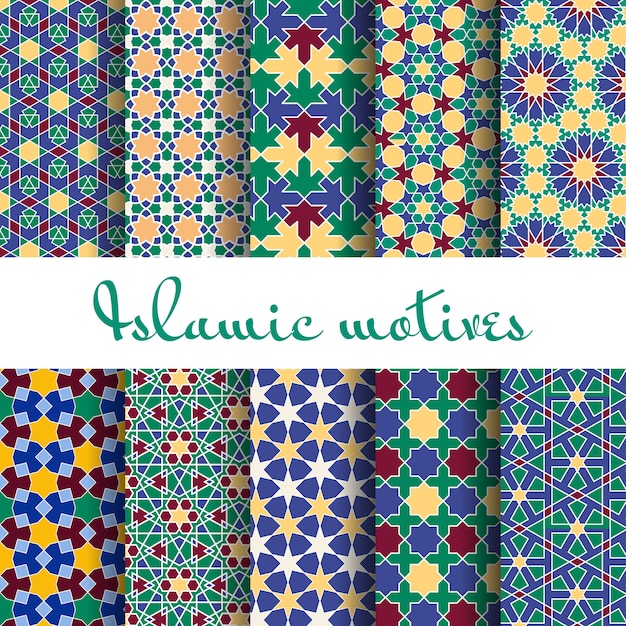 Arab Spring Seamless Pattern Set. design wallpaper, retro ornament.