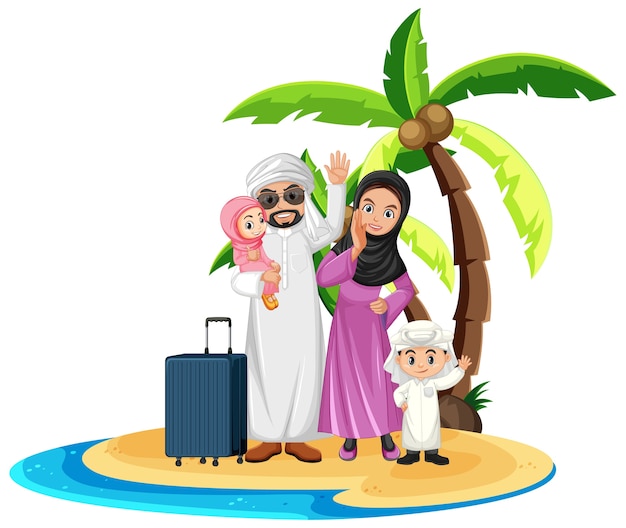 Free Vector arabian family on holiday