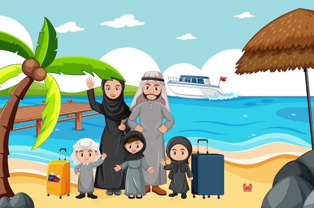 Arabian family on holiday