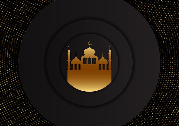 Free Vector arabic background with gold mosque design