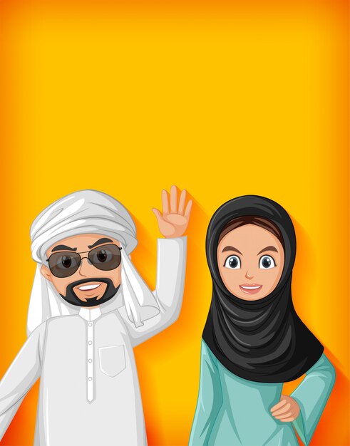 Free Vector arabic couple cartoon character