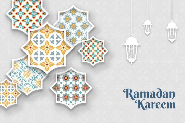 Arabic ornamental background in paper style