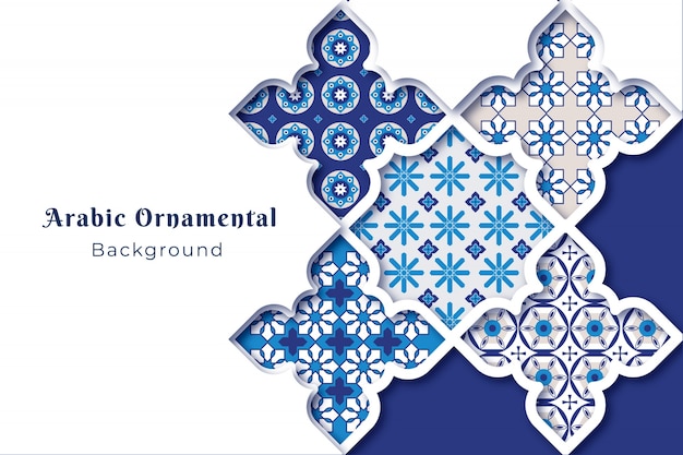 Free Vector arabic ornamental background in paper style