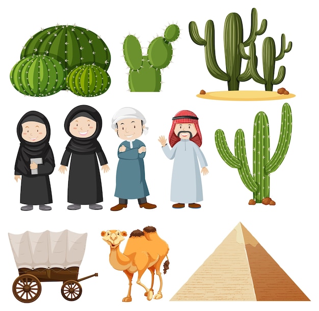 Arabic people and cactus plants